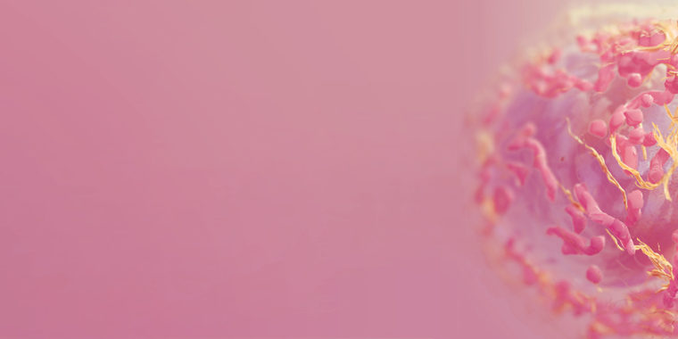 Melanomcell med rosa bakgrund